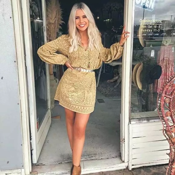 Leopard Animal Print Tunic Long Sleeve Mini Dress - Picture 3 of 9